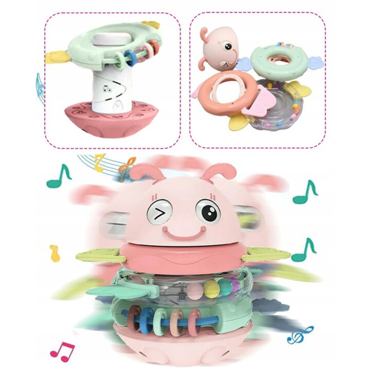 WOOPIE Baby Wanka Stand Up Sensory Toy 2 in 1 Rattle Teether Pink
