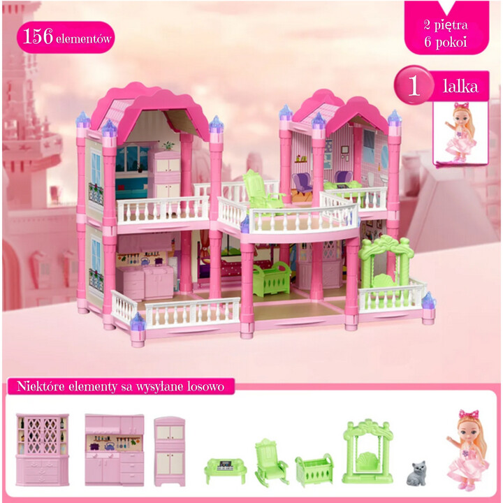 WOOPIE Domek Dla Lalek Willa Ogrodowa 156el.