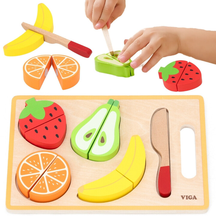 VIGA Wooden Montessori Educational Puzzle Fruits for Cutting