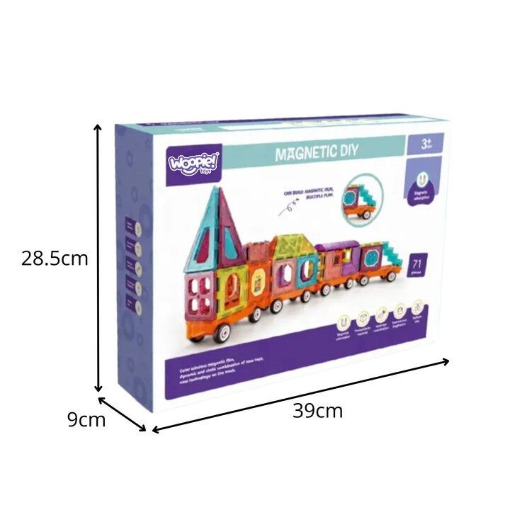 WOOPIE Klocki Magnetyczne 3D Zestaw Pociąg 71el.