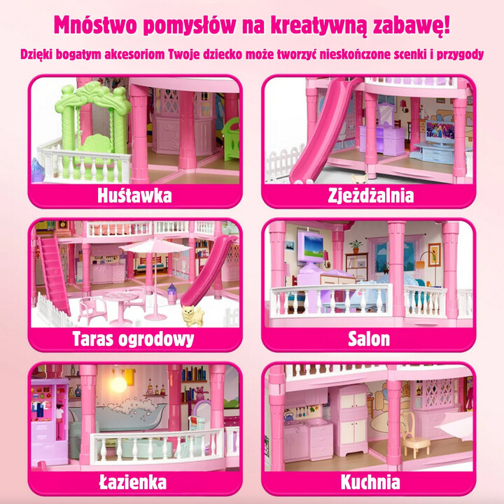 WOOPIE Domek dla Lalek Villa z Akcesoriami i Lalką 296el.