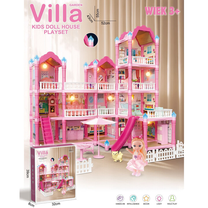 WOOPIE Domek dla Lalek Villa z Akcesoriami i Lalką 296el.