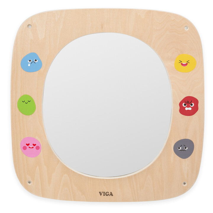 VIGA Wooden Board with Mirror and Emoticons