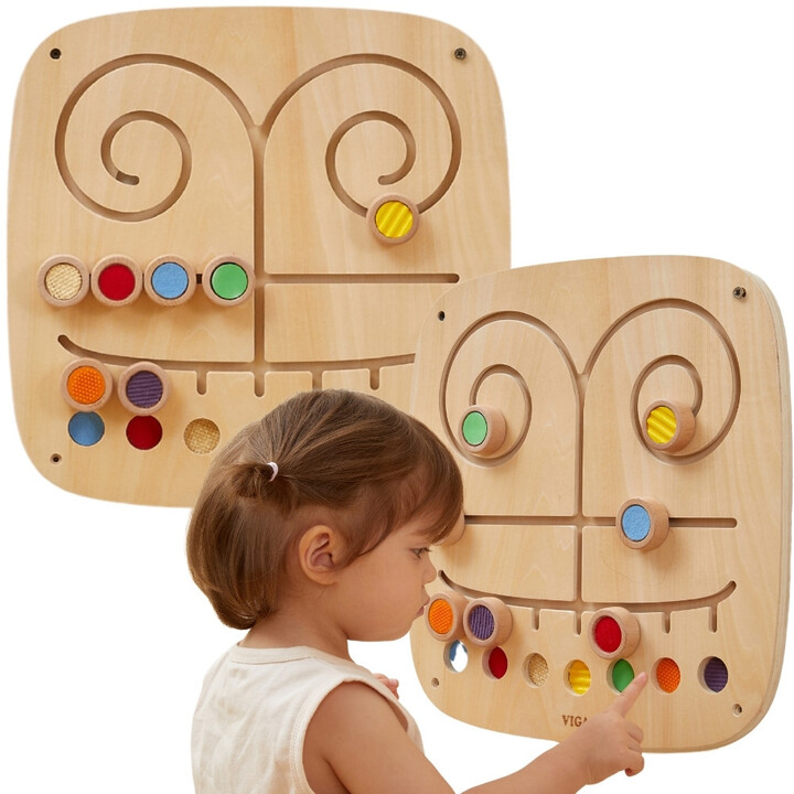 VIGA Wooden Manipulative Sensory Maze Touch and Match Board