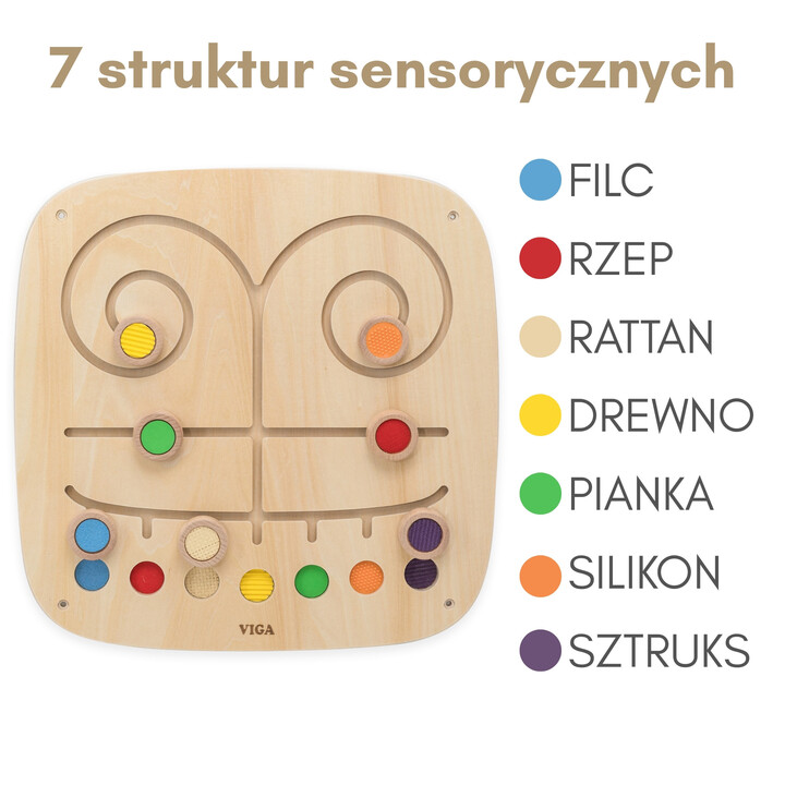 VIGA Wooden Manipulative Sensory Maze Touch and Match Board