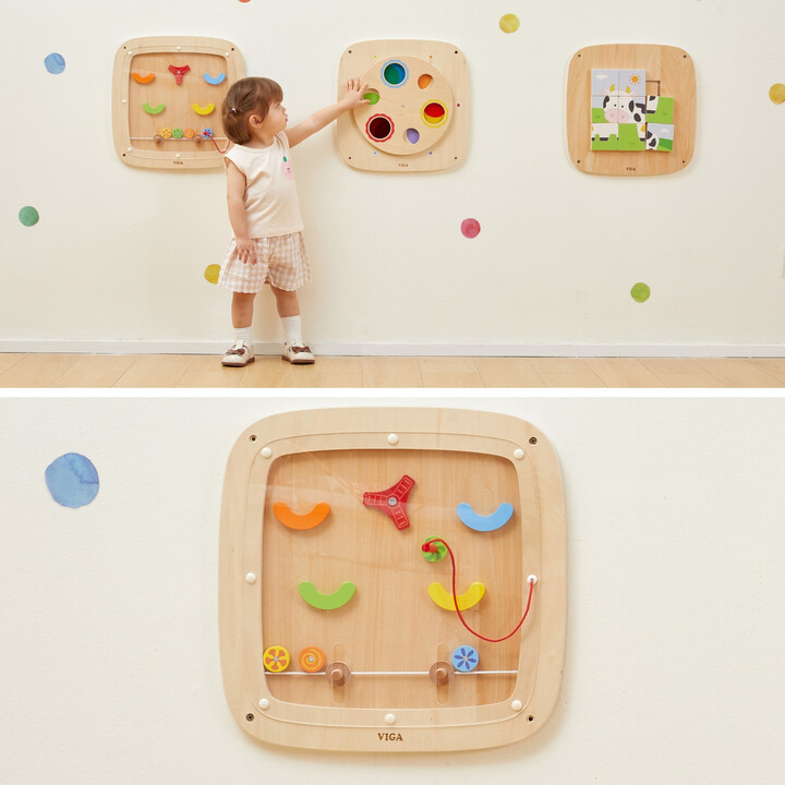 VIGA Wooden Manipulative Sensory Pinball Game Board