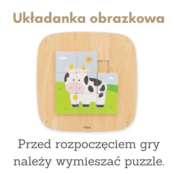 VIGA Drewniana Tablica Manipulacyjna Sensoryczna Układanka Obrazkowa