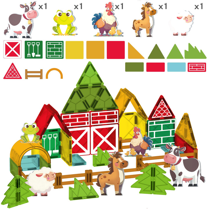 WOOPIE Magnetic Building Blocks 7.5 cm Farm 50 pcs.