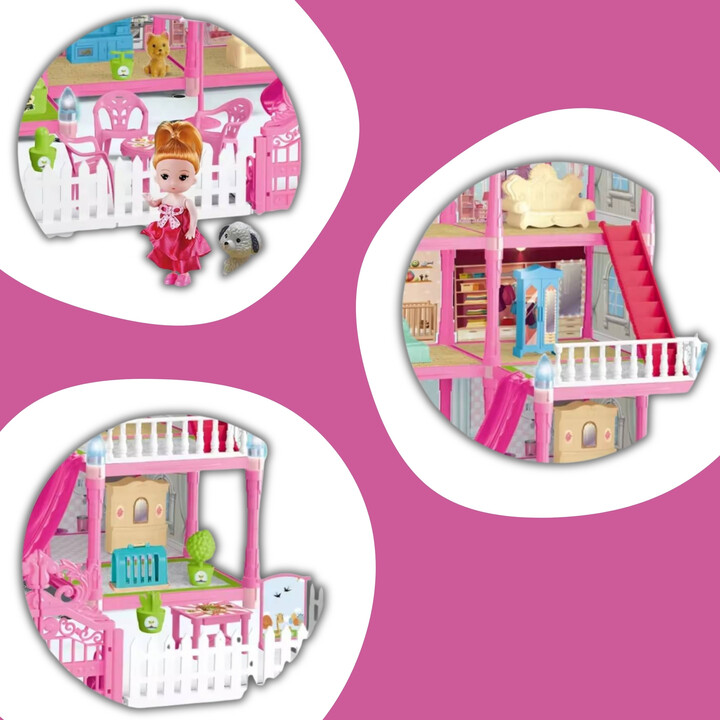 WOOPIE Dollhouse Villa with Accessories and Illuminated Doll 275pcs.