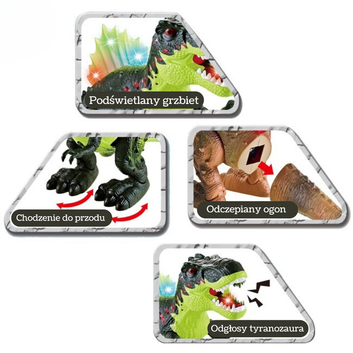 WOOPIE Chodzący Dinozaur Tyrannosaurus Rex Efekty Świetlne i Dźwiękowe