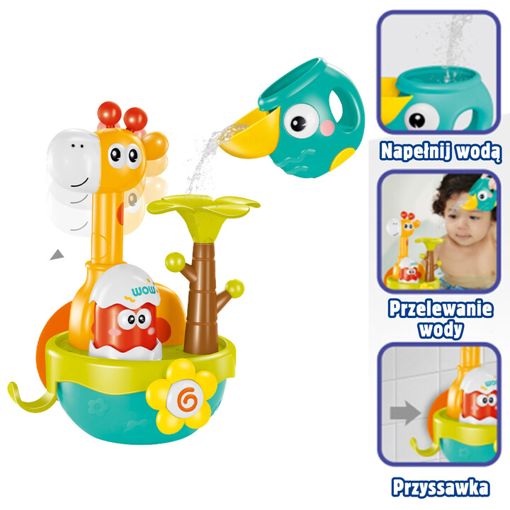 WOOPIE BABY Giraffe Bath Toy with Suction Cup Funnel