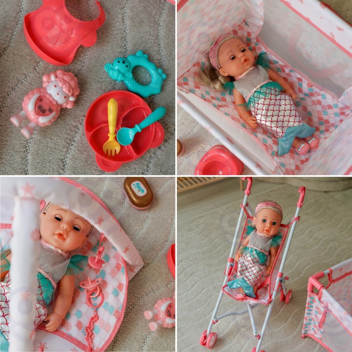 WOOPIE ROYAL Baby Doll 36 cm Mermaid Interactive Set XXL Caregiver 18 in 1