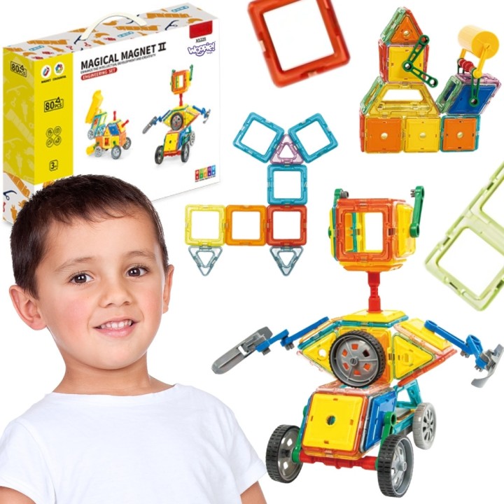 WOOPIE Klocki Magnetyczne 3D Pojazdy Zestaw 80el.