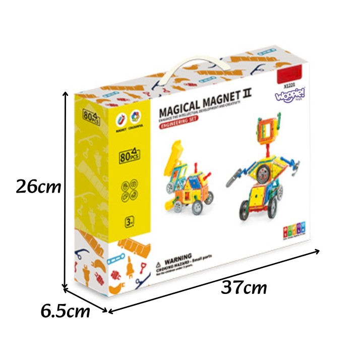WOOPIE Klocki Magnetyczne 3D Pojazdy Zestaw 80el.