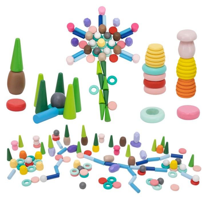 VIGA Wooden Educational Blocks Montesori Puzzle 141 pcs.