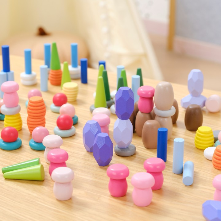 VIGA Wooden Educational Blocks Montesori Puzzle 141 pcs.