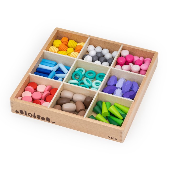 VIGA Wooden Educational Blocks Montesori Puzzle 141 pcs.
