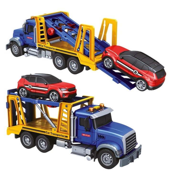 WOOPIE Tow Truck Transporter with Car Light Sound Scale 1:14