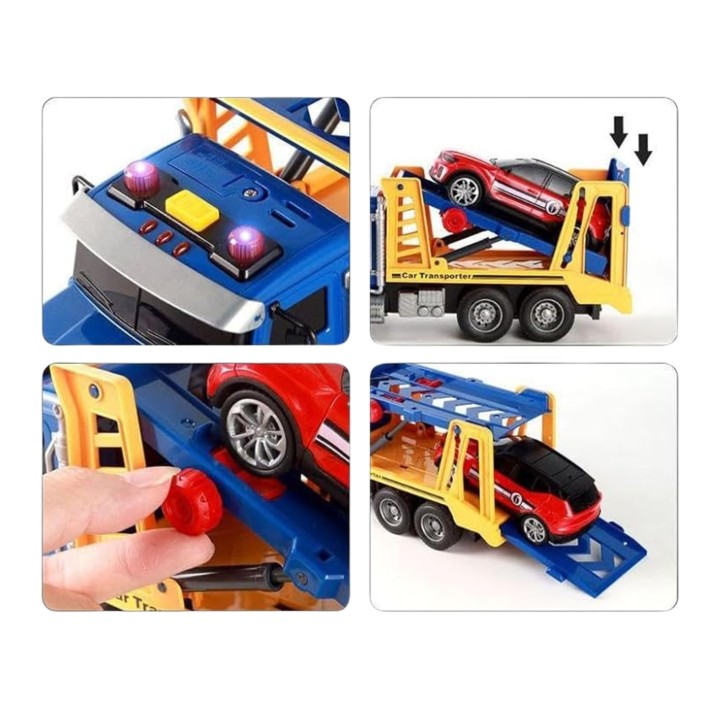 WOOPIE Tow Truck Transporter with Car Light Sound Scale 1:14