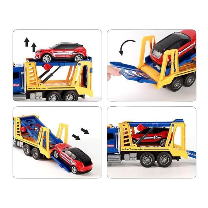 WOOPIE Tow Truck Transporter with Car Light Sound Scale 1:14