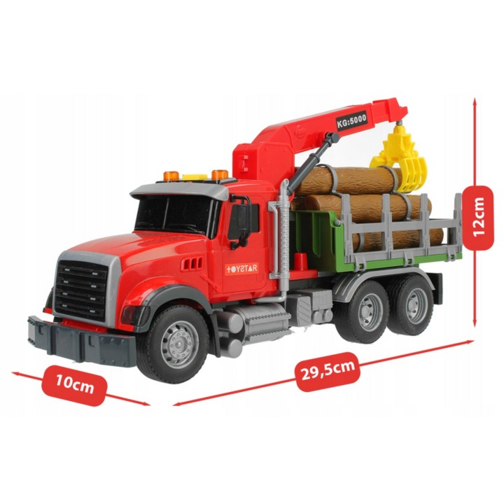 WOOPIE Truck with Moving Timber Crane, Sound, Light 1:14