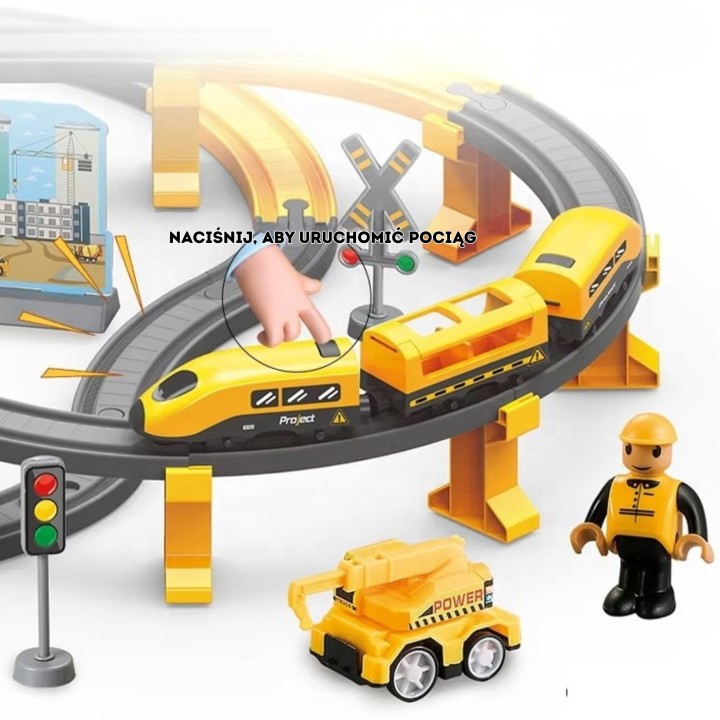 WOOPIE Electric Train Locomotive Construction Crew Set 92pcs.
