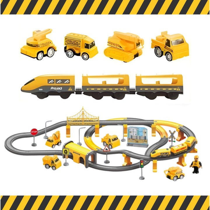 WOOPIE Electric Train Locomotive Construction Crew Set 92pcs.