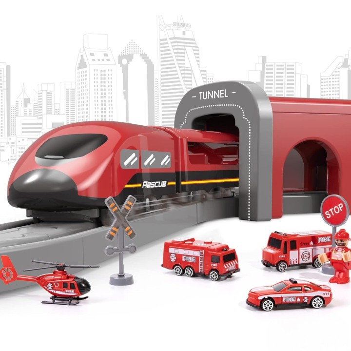 WOOPIE Pendolino Electric Train Set Fire Department 66pcs.