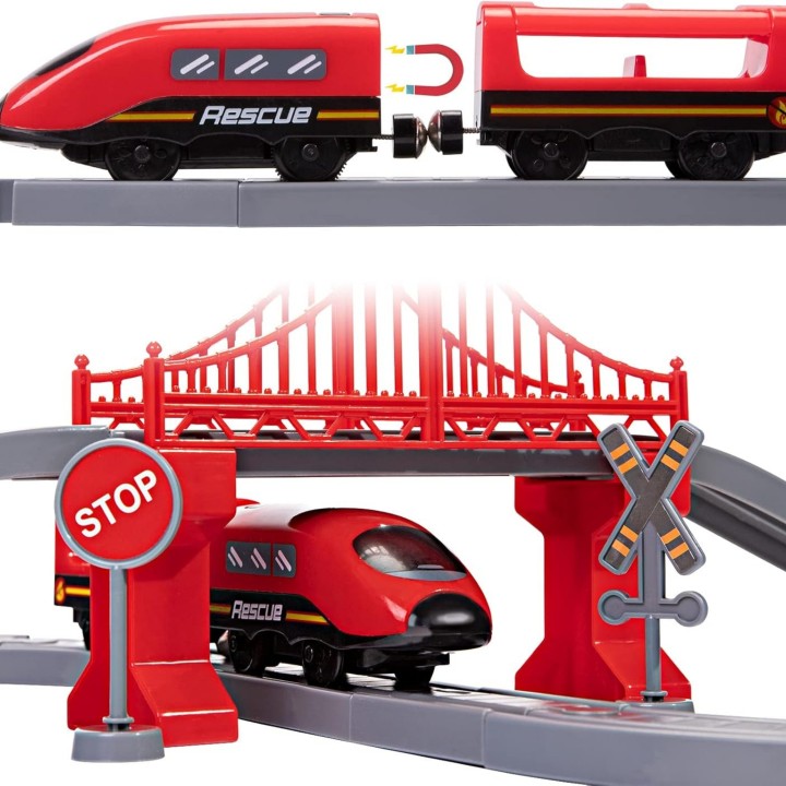 WOOPIE Pendolino Electric Train Set Fire Department 66pcs.