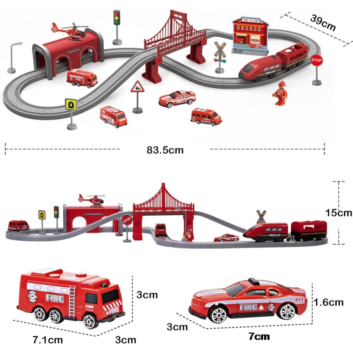 WOOPIE Pendolino Electric Train Set Fire Department 66pcs.