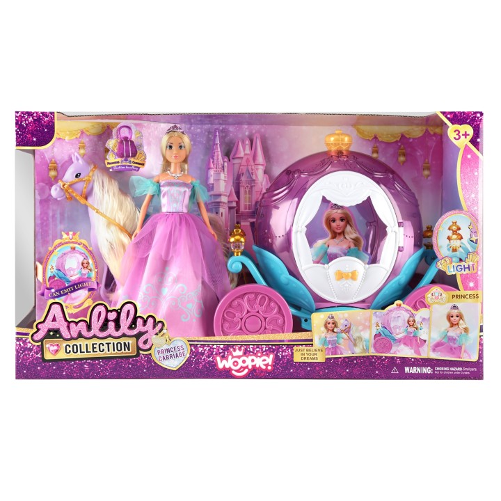 WOOPIE ROYAL Princess Lily Doll and Magic Carriage Accessories