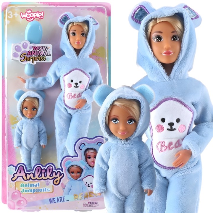 WOOPIE Lalki Kombinezony Niebieskie Misie Zestaw 2szt.