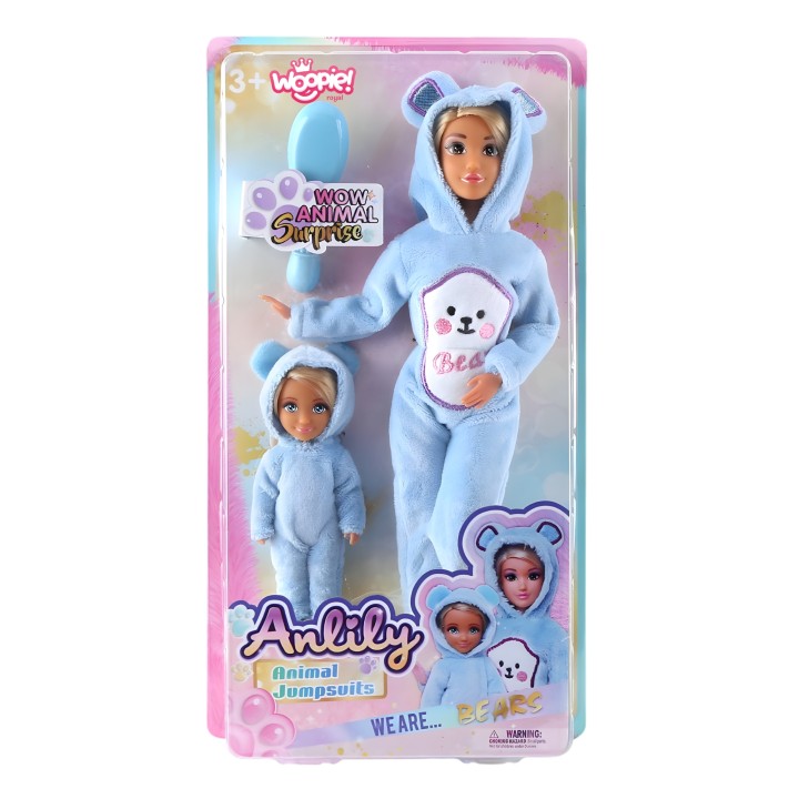 WOOPIE Lalki Kombinezony Niebieskie Misie Zestaw 2szt.