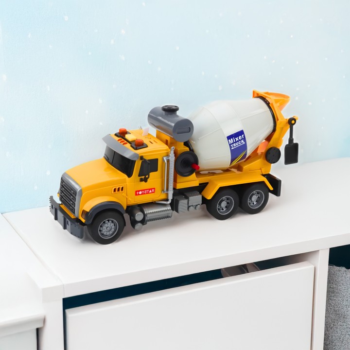 WOOPIE Cement Mixer Truck Rotating Drum Lights Sounds Yellow