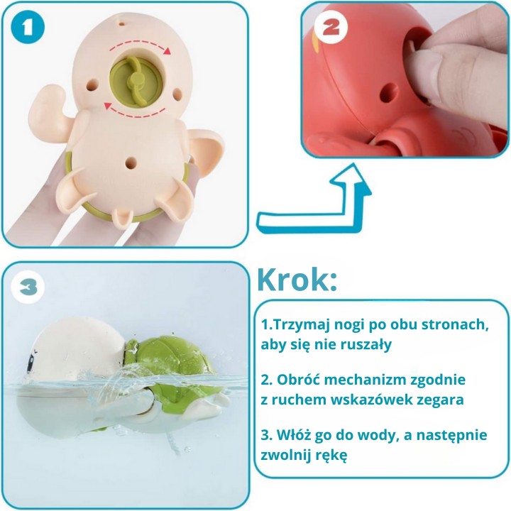Woopie the Turtle Swimming Wind-Up Bath Toy Blue