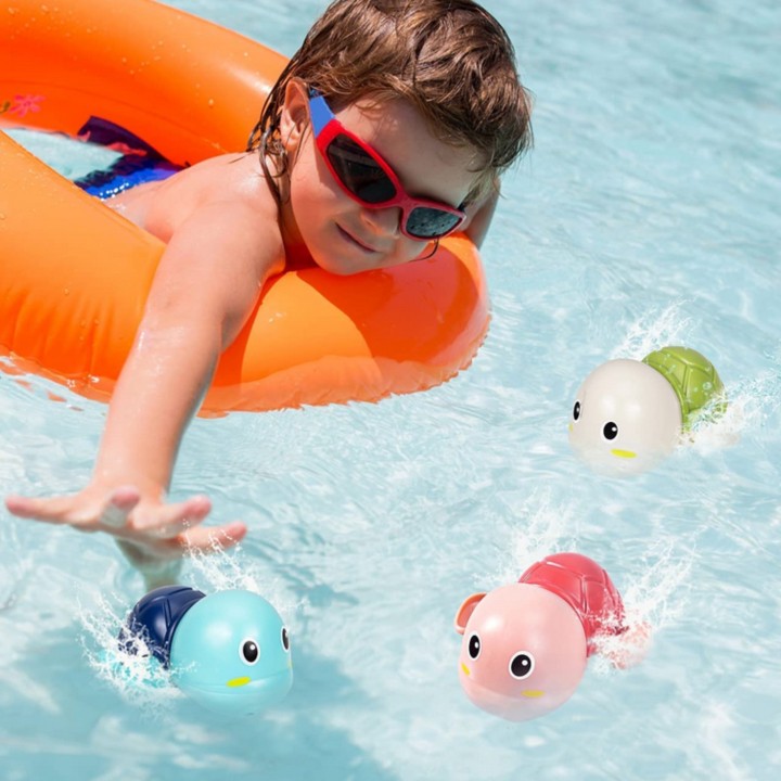 Woopie the Turtle Swimming Wind-Up Bath Toy Blue