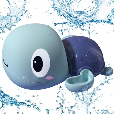 Woopie the Turtle Swimming Wind-Up Bath Toy Blue