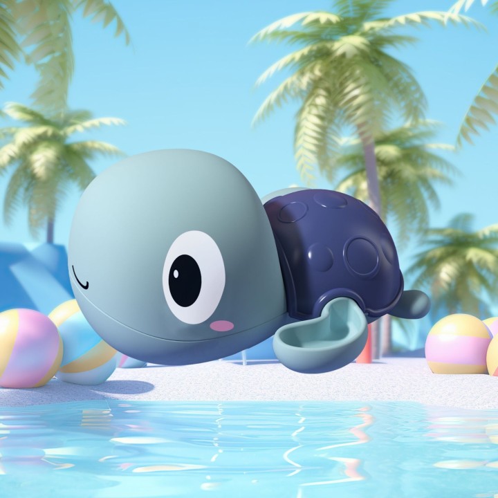 Woopie the Turtle Swimming Wind-Up Bath Toy Blue
