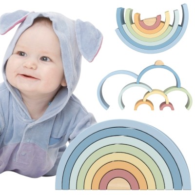 Drewniana Tęcza Pastelowa -Tooky Toy - Edukacyjna Zabawka Montessori!
