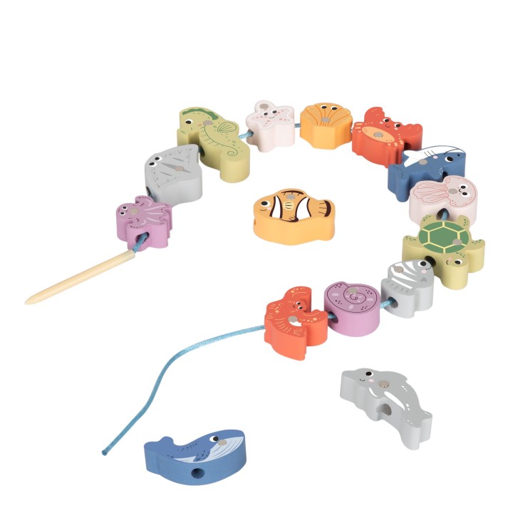 TOOKY TOY Wooden Sea Toy Set Balance Tower Fishing Figures 23 Pieces