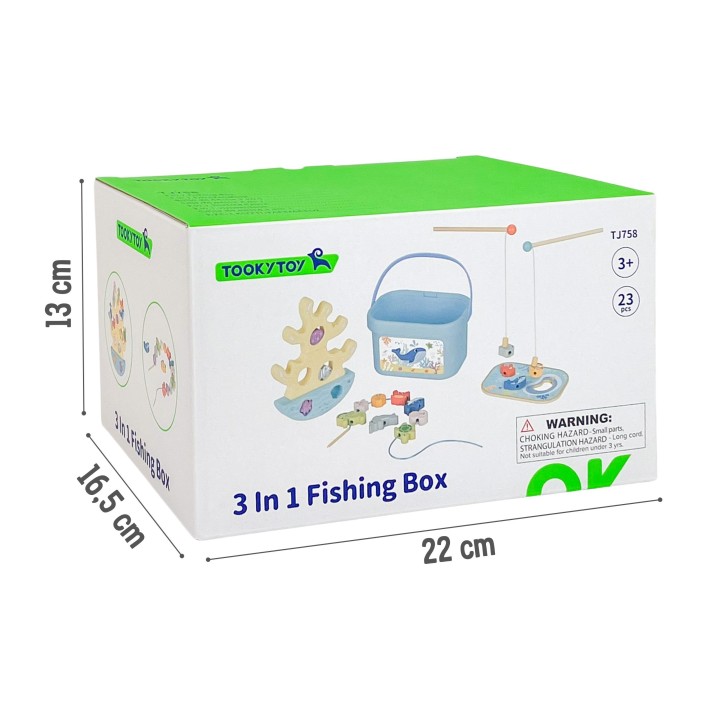 TOOKY TOY Wooden Sea Toy Set Balance Tower Fishing Figures 23 Pieces
