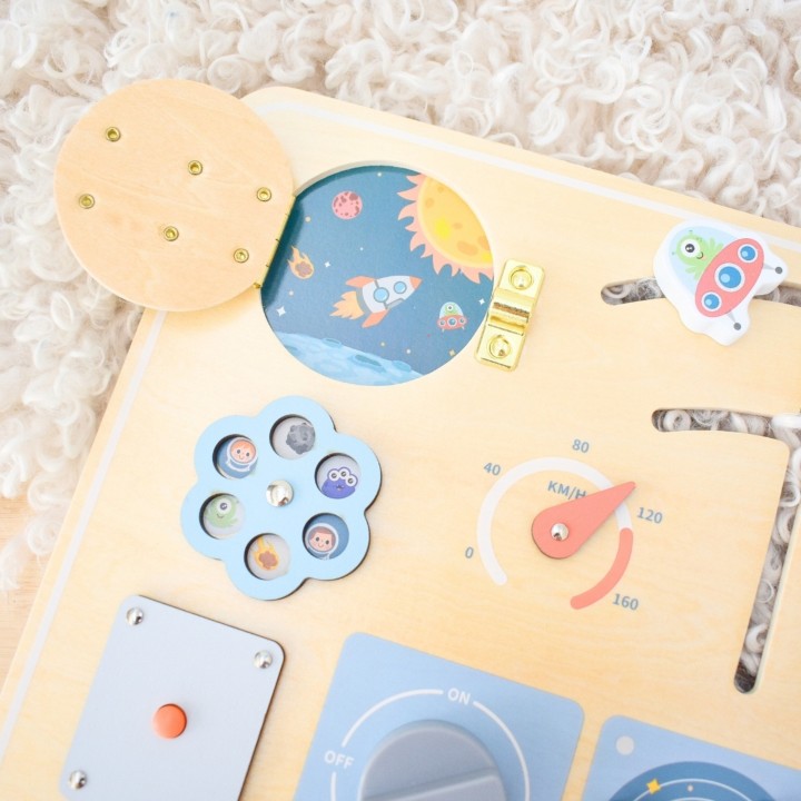 TOOKY TOY Drewniana Tablica Edukacyjna Montessori Astronauta Statek Kosmiczny