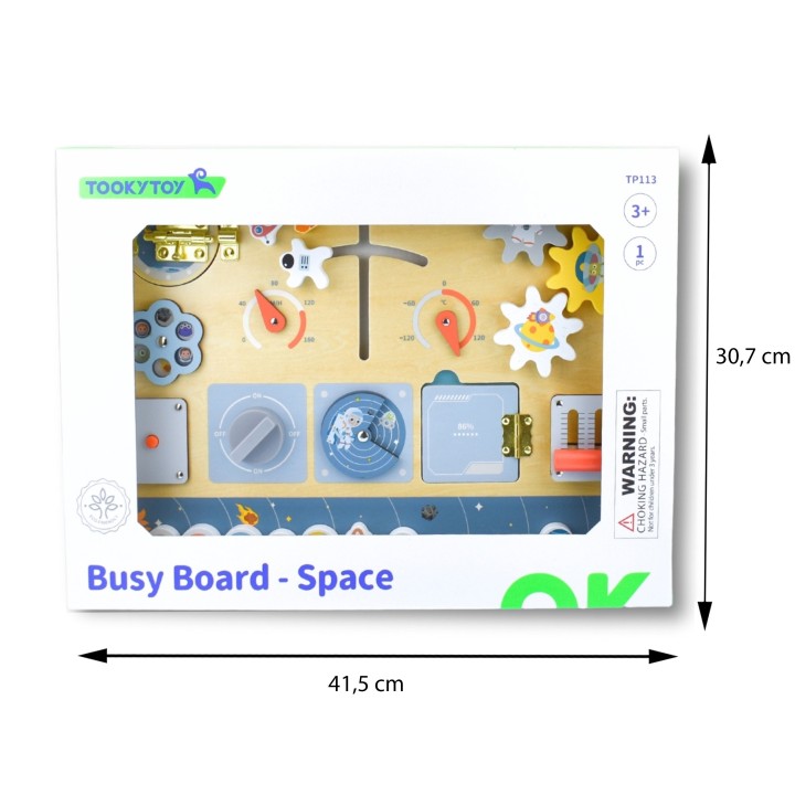 TOOKY TOY Drewniana Tablica Edukacyjna Montessori Astronauta Statek Kosmiczny