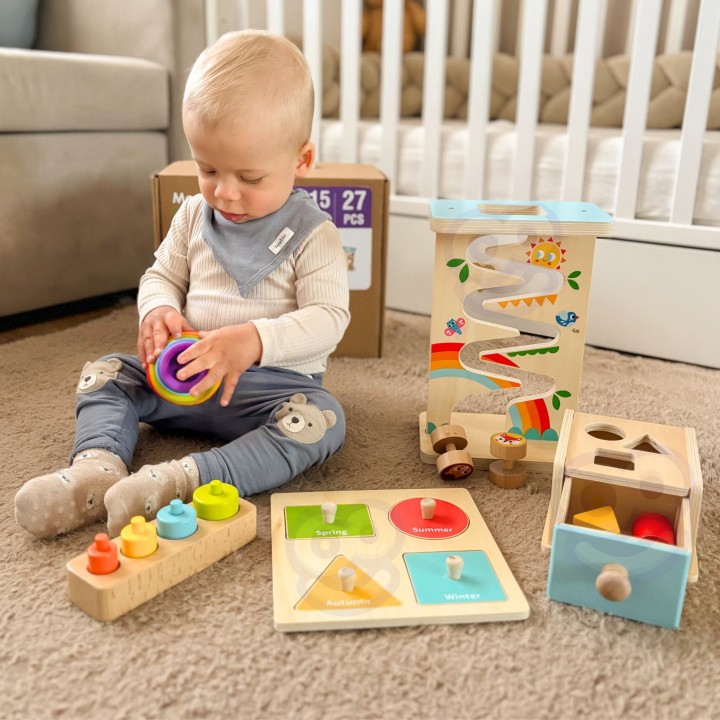 WOOPIE GREEN Pudełko Box 6w1 13-15m Montessori Edukacyjne Sensoryczne