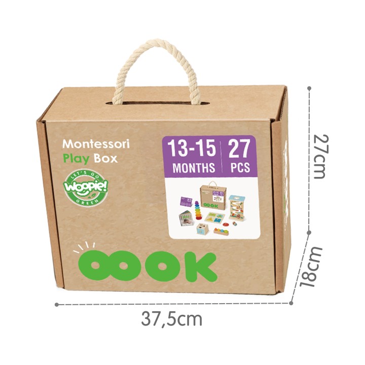 WOOPIE GREEN Pudełko Box 6w1 13-15m Montessori Edukacyjne Sensoryczne