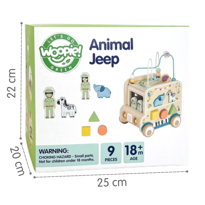 WOOPIE GREEN Drewniana Kostka Aktywności Samochód Terenowy Safari