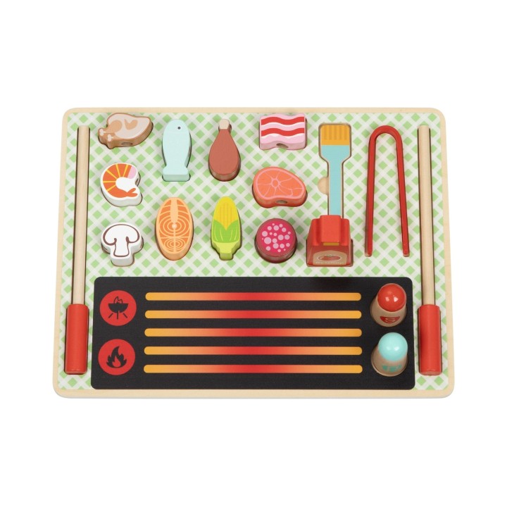 TOOKY TOY Drewniany Zestaw do Grillowania Tablica Edukacyjna