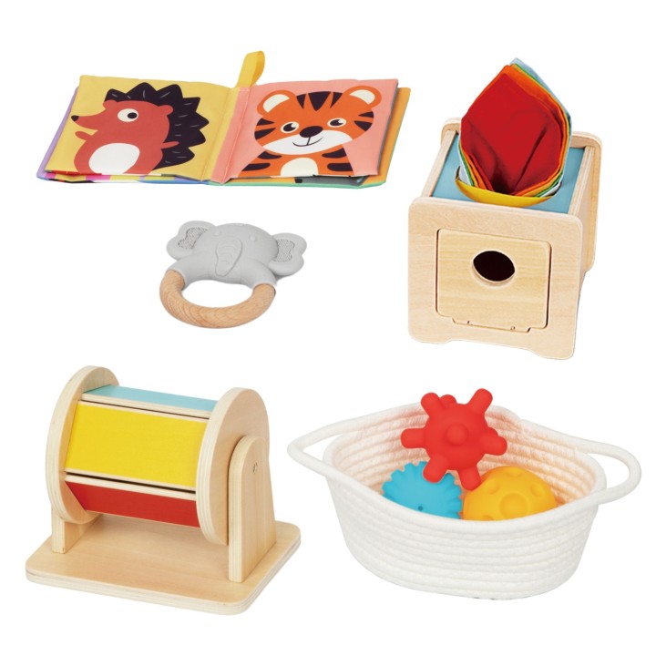WOOPIE GREEN Box XXL Montessori Educational 6-in-1 Sensory Box 5-6 Months 13 pcs FSC