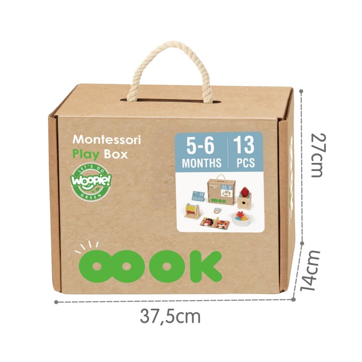 WOOPIE GREEN Box XXL Montessori Educational 6-in-1 Sensory Box 5-6 Months 13 pcs FSC