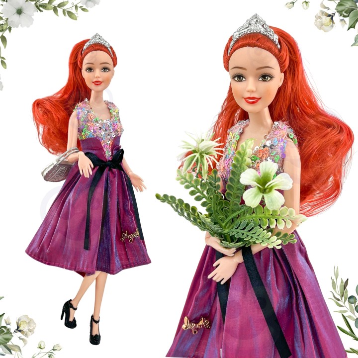 WOOPIE ROYAL Emi Style Fashion Doll 32 cm - Stylish Princess in a Pink Dress + Accessories